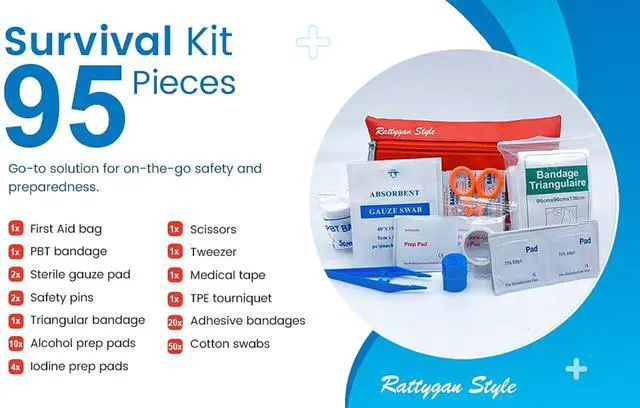 Alt view image 6 of 7 - Travel First Aid Kit 95 Pieces Compact & Lightweight Emergency Medical Kit for Carry On, Backpacking, and Road Trips