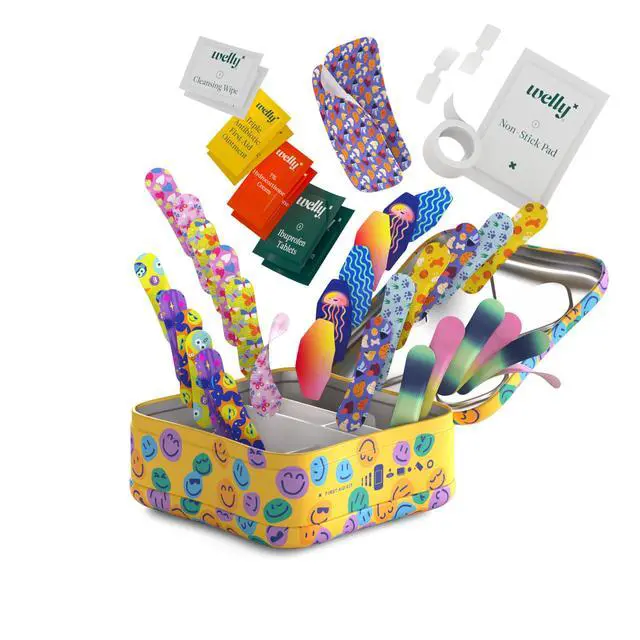 Alt view image 5 of 7 - First Aid Kit - Adhesive Flexible Fabric and Waterproof Bandages, Tape and Non-Stick Pads, Butterfly Strips, Single Use Ointments Triple Antibiotic and Hydrocortisone, and Ibuprofen - 130 Count