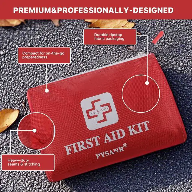 Alt view image 4 of 6 - Small First Aid Kit, 150 Piece with Foil Blanket & Scissors, Mini First Aid Bag for Emergency, Home, Camping, Travel, Sports, Office, Outdoor, Car, School