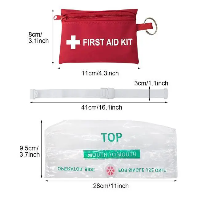 Alt view image 2 of 7 - Mini First Aid Kit - Pocket Keychain & Elastic Belt & One Pair of Disposable Gloves for Travel Home Camping - Emergency Supplies (1 Set)