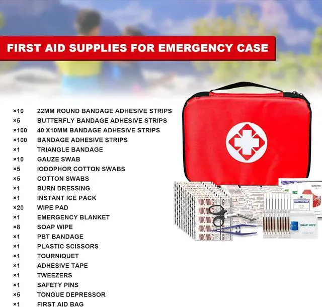 Alt view image 2 of 7 - First Aid Kit 300PCS Car Home Camping Essentials Red 1st Aid | School Supplies,Dorm Room Essentials,Survival Kit,Emergency Kit,Outdoor Adventure,Office Hiking Portable