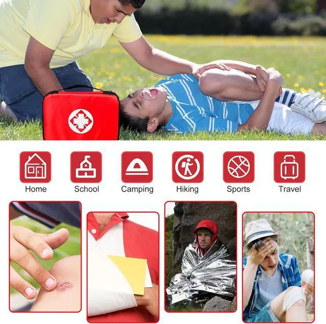 Alt view image 3 of 7 - First Aid Kit 300PCS Car Home Camping Essentials Red 1st Aid | School Supplies,Dorm Room Essentials,Survival Kit,Emergency Kit,Outdoor Adventure,Office Hiking Portable