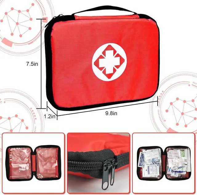 Alt view image 7 of 7 - First Aid Kit 300PCS Car Home Camping Essentials Red 1st Aid | School Supplies,Dorm Room Essentials,Survival Kit,Emergency Kit,Outdoor Adventure,Office Hiking Portable