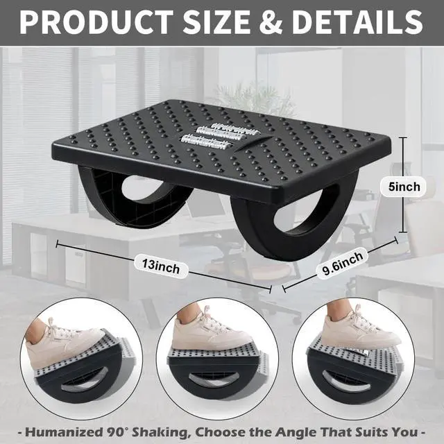 Alt view image 2 of 7 - Foot Rest for Under Desk at Work - Ergonomic Foot Stools for Under Office Desk - Rocking Footrest with Roller Massager - Leg Rest for Chair, Computer Gaming -13" L x 9.6" W x 5" H