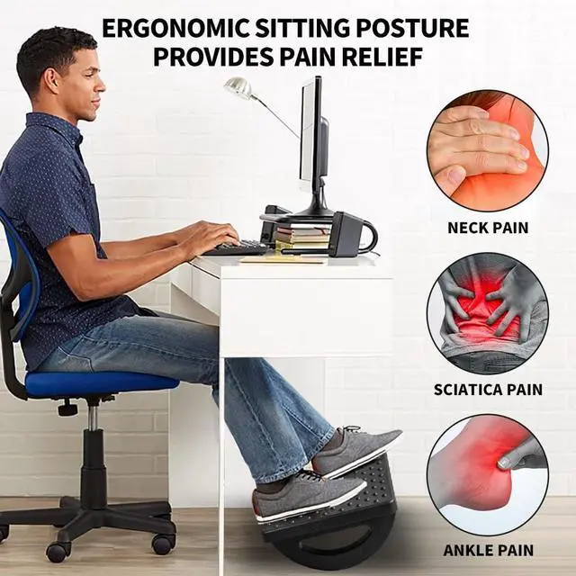 Alt view image 5 of 7 - Foot Rest for Under Desk at Work - Ergonomic Foot Stools for Under Office Desk - Rocking Footrest with Roller Massager - Leg Rest for Chair, Computer Gaming -13" L x 9.6" W x 5" H