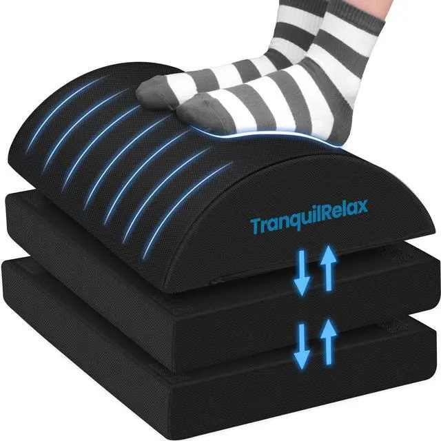 Main image of Foot Rest for Under Desk at Work, Gaming Accessories Foot Stool with 3 Adjustable Heights & Washable Cover, Comfortable Office Desk Accessories, Footrest for Office, Home and Car (Black)