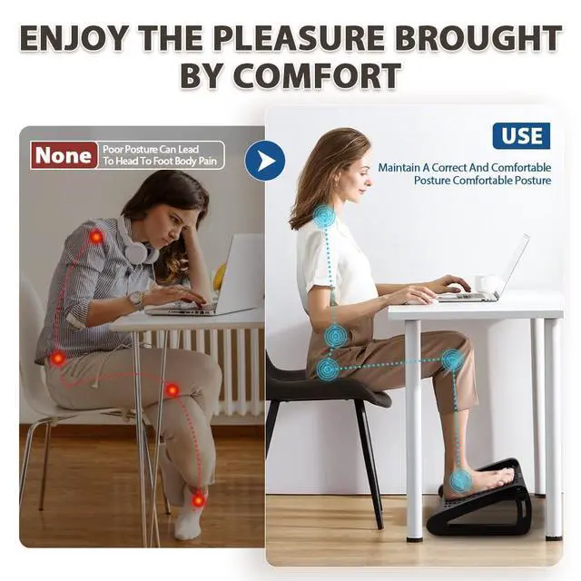 Alt view image 5 of 6 - Foot Rest, Six Heights Adjustable Foot Rest for Under Desk at Work, Ergonomic Foots Stool for Under Office Desks, Under Desk Footrest with Foot Massage Roller, Chair Footrest for Leg Rests