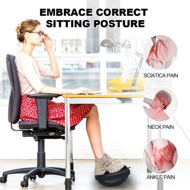 Alt view image 4 of 7 - Under Desk Footrest, Foot Rest for Under Desk at Work, Ergonomic Foot Stool for Office Desks, Small Rocking Footrest with Massage Roller&Portable Handle, Leg Rest, 13" L x 9.2" W x 4.7" H