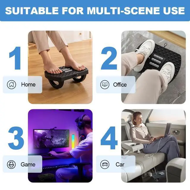 Alt view image 7 of 7 - Under Desk Footrest, Foot Rest for Under Desk at Work, Ergonomic Foot Stool for Office Desks, Small Rocking Footrest with Massage Roller&Portable Handle, Leg Rest, 13" L x 9.2" W x 4.7" H