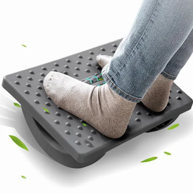 Main image of Foot Rest for Under Desk at Work - Ergonomic Foot Stools for Under Office Desk - Rocking Footrest with Roller Massager - Leg Rest for Chair, Computer Gaming -13" L x 9.6" W x 5" H (Gray)