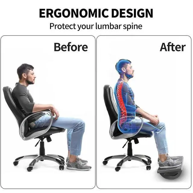 Alt view image 4 of 7 - Foot Rest for Under Desk at Work - Ergonomic Foot Stools for Under Office Desk - Rocking Footrest with Roller Massager - Leg Rest for Chair, Computer Gaming -13" L x 9.6" W x 5" H (Gray)