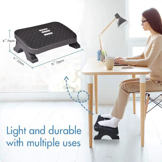 Alt view image 6 of 7 - Under Desk Footrest, Ergonomic Foot Stool with Massage Rollers Max-Load 120Lbs Desk Leg Rest Pain Relief for Home Office Work