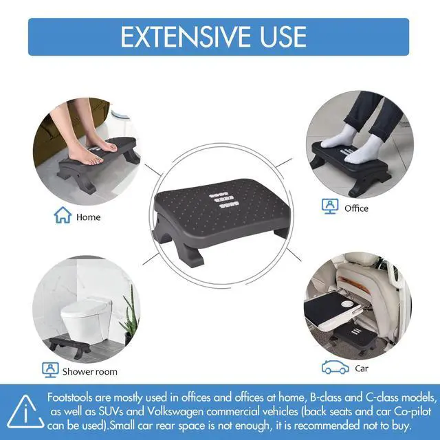 Alt view image 7 of 7 - Under Desk Footrest, Ergonomic Foot Stool with Massage Rollers Max-Load 120Lbs Desk Leg Rest Pain Relief for Home Office Work