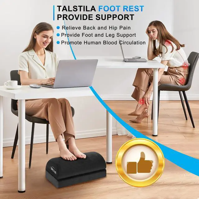Alt view image 6 of 7 - Foot Rest for Under Desk at Work, Foot Rest with Warm Plush Feet Pocket, Ergonomic Adjustable Memory Foam Footrest for Office Chair, Foot Stool for Office - Back & Leg Pain Relief