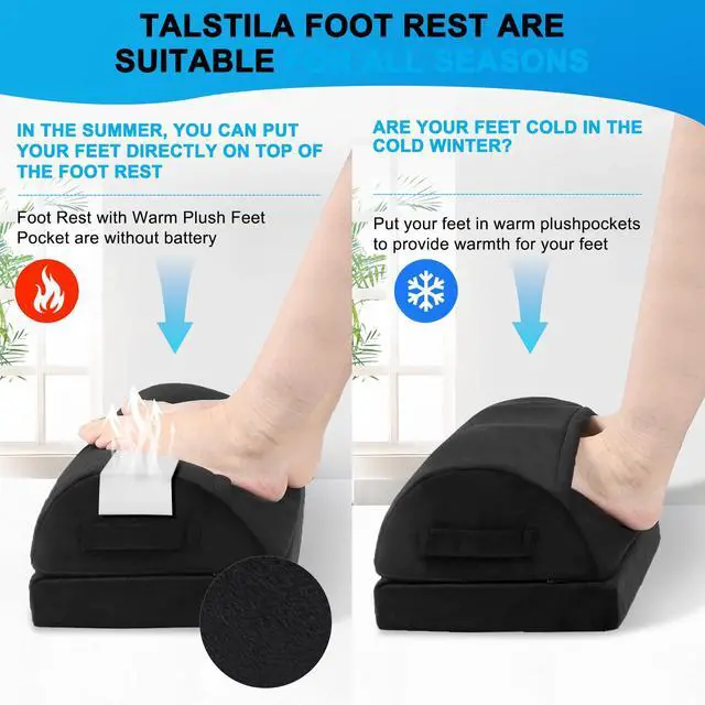 Alt view image 7 of 7 - Foot Rest for Under Desk at Work, Foot Rest with Warm Plush Feet Pocket, Ergonomic Adjustable Memory Foam Footrest for Office Chair, Foot Stool for Office - Back & Leg Pain Relief