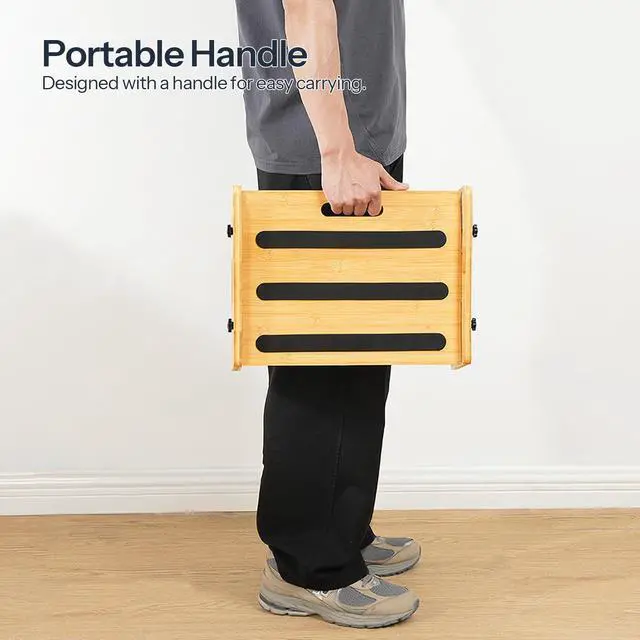 Alt view image 5 of 7 - Bamboo Foot Rest, Adjustable Under Desk Footrest with 5 Height Options & Angles, Non-Slip Ergonomic Foot Rest for Under Desk at Work for Improved Posture, for Home & Office, Natural YL01FP01