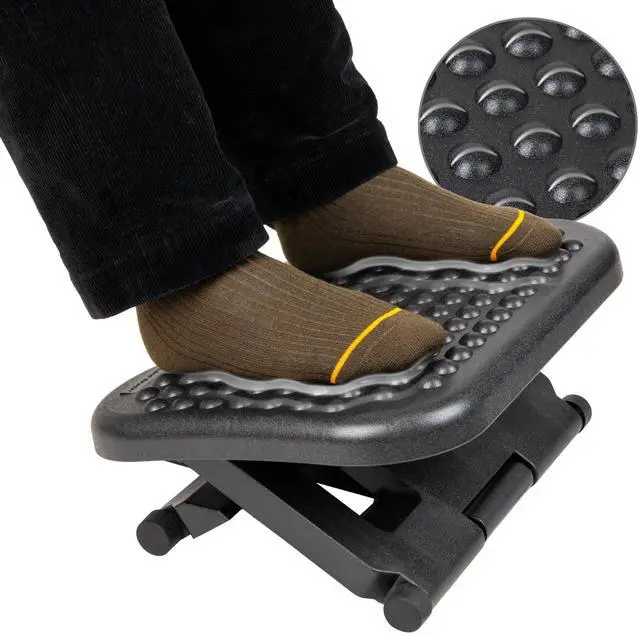 Main image of Foot Rest, Under Desk at Work, Ergonomic, Height Adjustable, Office, Plastic, 17"L x 13"W x 6.25"H, Black