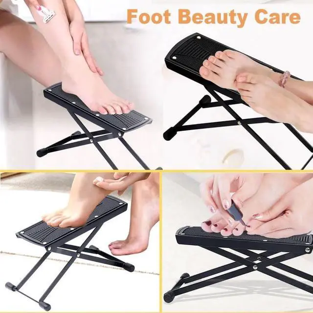 Alt view image 7 of 7 - Foldable Foot Rest, 6-Height Adjustable Spa Foot Stand, Non-Slip Sturdy Foot Care Stand for Easy Home Pedicures, Beauty Pedicure Stool Tool