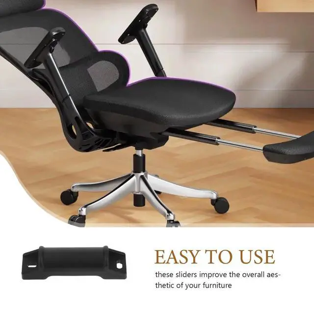 Alt view image 4 of 7 - 4pcs Office Chair Foot Rest Slider Pads Attachment: Gaming Chair Replacement Parts Recliner Armchair footrest Furniture Accessories with Smooth Edges, Easy Installation