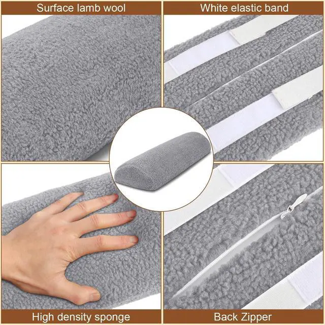 Alt view image 3 of 7 - Recliner Leg Rest Cushion Sofa Footrest Pillow with Cover Half Moon Bolster Pillow Under Knee Pillow for Sleeping On Back Alleviating Pain, 19.7 x 8 x 3.5 Inch (Dark Gray)