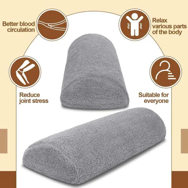 Alt view image 5 of 7 - Recliner Leg Rest Cushion Sofa Footrest Pillow with Cover Half Moon Bolster Pillow Under Knee Pillow for Sleeping On Back Alleviating Pain, 19.7 x 8 x 3.5 Inch (Dark Gray)