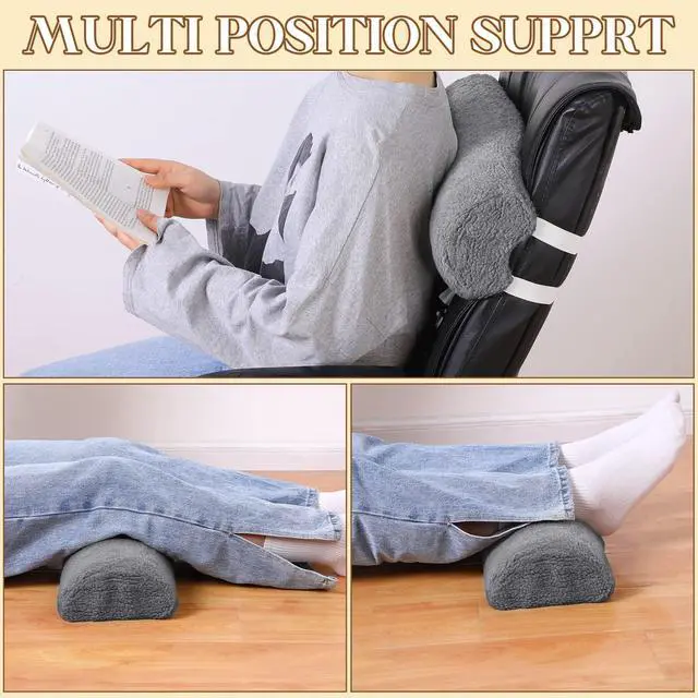 Alt view image 6 of 7 - Recliner Leg Rest Cushion Sofa Footrest Pillow with Cover Half Moon Bolster Pillow Under Knee Pillow for Sleeping On Back Alleviating Pain, 19.7 x 8 x 3.5 Inch (Dark Gray)