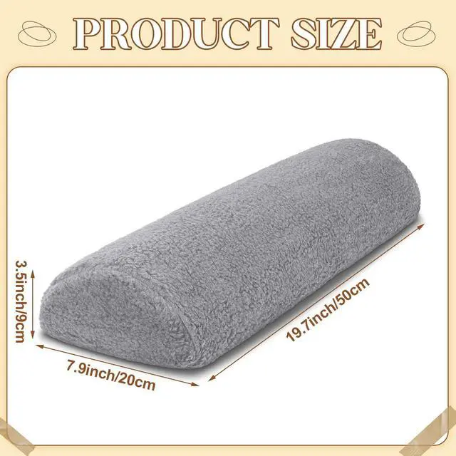 Alt view image 2 of 7 - Recliner Leg Rest Cushion Sofa Footrest Pillow with Cover Half Moon Bolster Pillow Under Knee Pillow for Sleeping On Back Alleviating Pain, 19.7 x 8 x 3.5 Inch (Dark Gray)