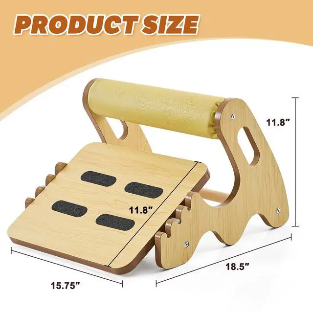 Alt view image 5 of 7 - Foot Rest for Under Desk at Work- Adjustable Rocking Foot Stool with 3 Height Positions and Soft Crossbar, Ergonomic Wooden Footrest with Anti-Slip Surface for Home, Office