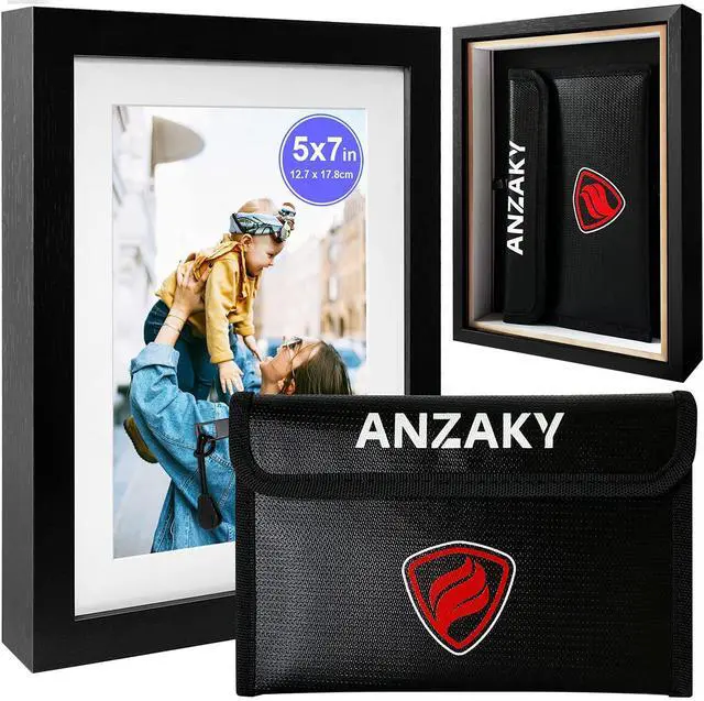 Main image of Photo Picture Frame Diversion Safe with Fireproof & Waterproof Money Bag, Valuable Storage, Home Security, Mini Box with Hidden Compartment to Shield your Money, Cash, 5"x7"