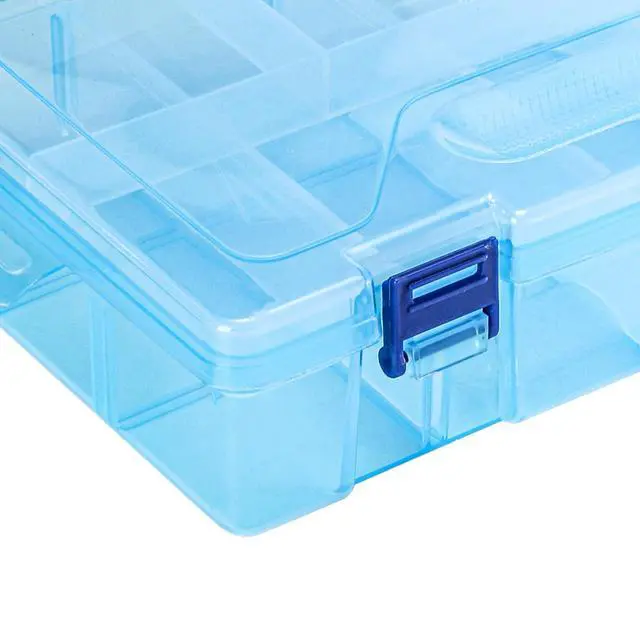 Alt view image 4 of 7 - 6 Pack Plastic Organizer Box with Adjustable Dividers, 2 Layer Bead Jewelry Organizer with 8 Large Grids, Clear Office Supplies Storage Case Snackle Container for Art DIY Crafts Fishing Tackles
