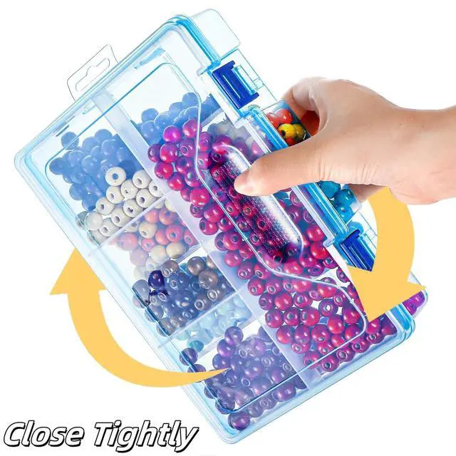 Alt view image 5 of 7 - 6 Pack Plastic Organizer Box with Adjustable Dividers, 2 Layer Bead Jewelry Organizer with 8 Large Grids, Clear Office Supplies Storage Case Snackle Container for Art DIY Crafts Fishing Tackles