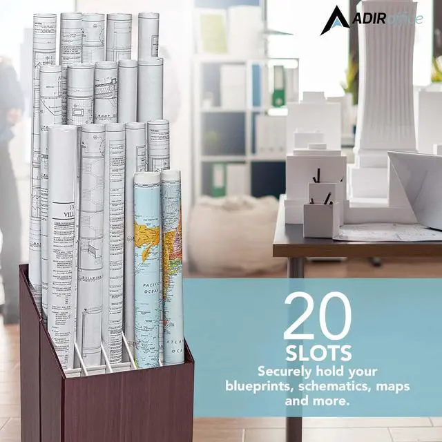 Alt view image 2 of 7 - Blueprint Storage Bin Organizer - Vertical File Box for Blueprints, Posters, Construction Plans, Gift Wrap, And Map Holder Station - Cardboard Blueprint Holder - 1 Box
