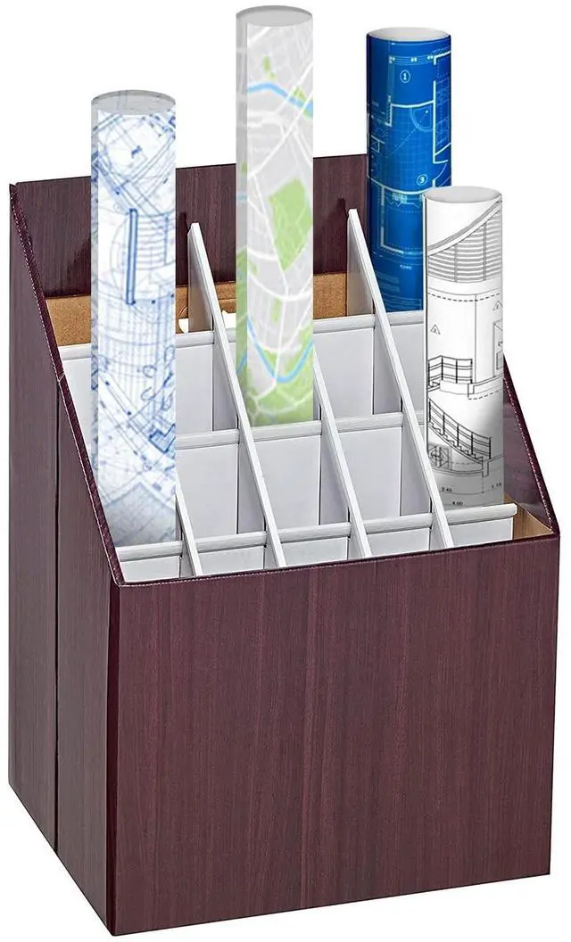 Main image of Blueprint Storage Bin Organizer - Vertical File Box for Blueprints, Posters, Construction Plans, Gift Wrap, And Map Holder Station - Cardboard Blueprint Holder - 1 Box