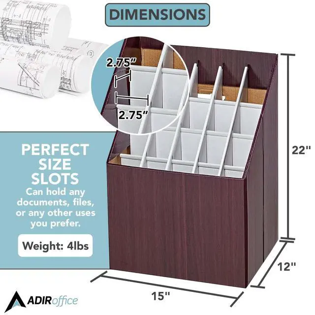 Alt view image 3 of 7 - Blueprint Storage Bin Organizer - Vertical File Box for Blueprints, Posters, Construction Plans, Gift Wrap, And Map Holder Station - Cardboard Blueprint Holder - 1 Box