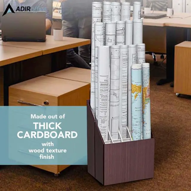 Alt view image 7 of 7 - Blueprint Storage Bin Organizer - Vertical File Box for Blueprints, Posters, Construction Plans, Gift Wrap, And Map Holder Station - Cardboard Blueprint Holder - 1 Box