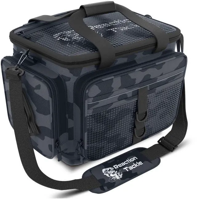 Main image of Fishing Tackle Bag - Water Resistant Camo Tackle Bag with Padded Shoulder Strap, D Ring Hanger, Suitable for 3600 Storage Boxes, Compression Molded Waterproof Non-Slip Bottom