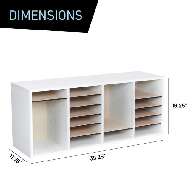 Alt view image 6 of 6 - Literature Organizer, 36 Compartments, Office and Classroom Mailbox with Adjustable Shelves, Wood Paper and Mail Sorter, Medium Oak