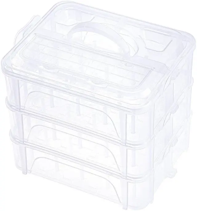Main image of 3 Layers Stackable Clear Storage Box/Organizer for Holding 60 Spools Home Embroidery & Sewing Thread (Spool Size Requirement: Height2.2"/5.6CM; Width1.69"/4.3CM)