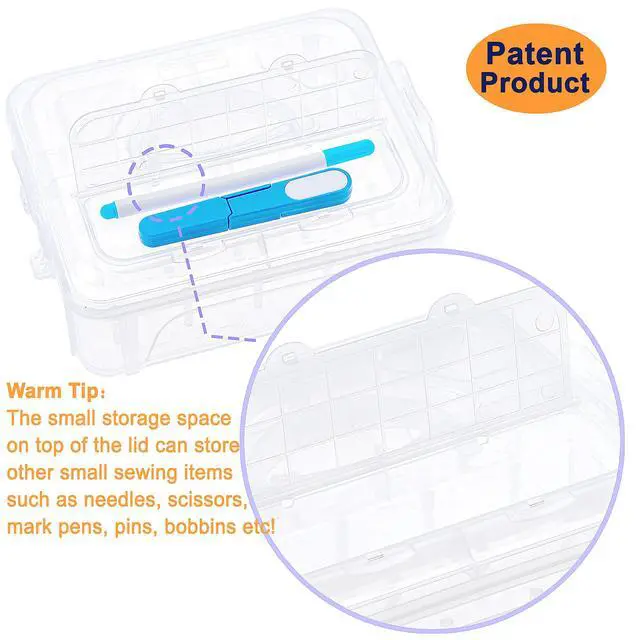 Alt view image 5 of 7 - 3 Layers Stackable Clear Storage Box/Organizer for Holding 60 Spools Home Embroidery & Sewing Thread (Spool Size Requirement: Height2.2"/5.6CM; Width1.69"/4.3CM)
