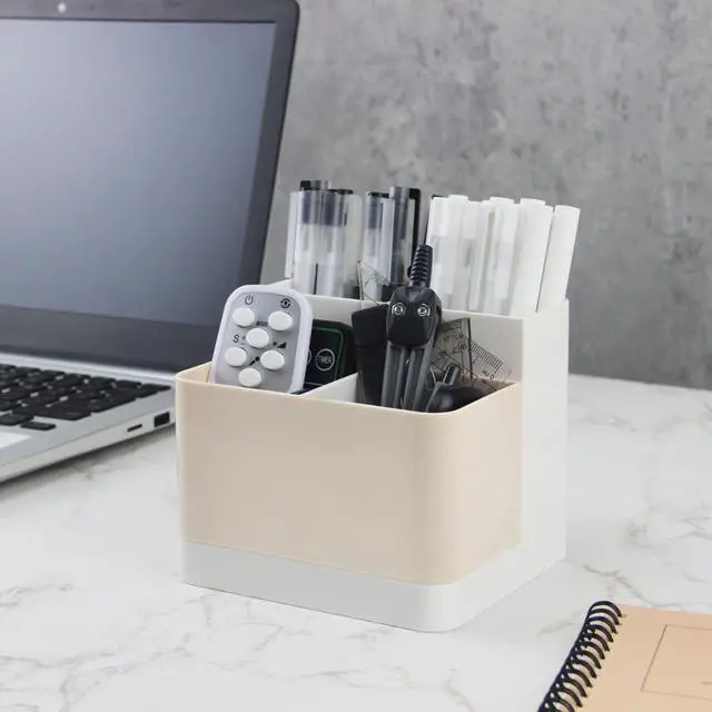 Alt view image 4 of 7 - Desktop Storage Organizer, Pen and Pencil Cases Boxes, Pen or Pencil Holder Box Container for Desk, Office Supplies, Vanity Table Tan