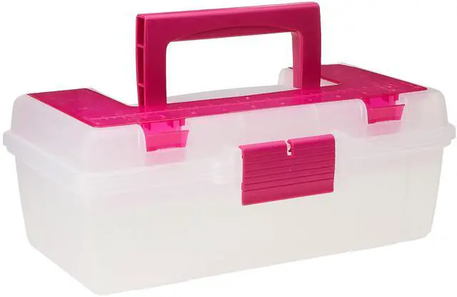 Main image of 114-082 Molded Storage Craft Box with Lift-Out Tray, 13-inch , Pink