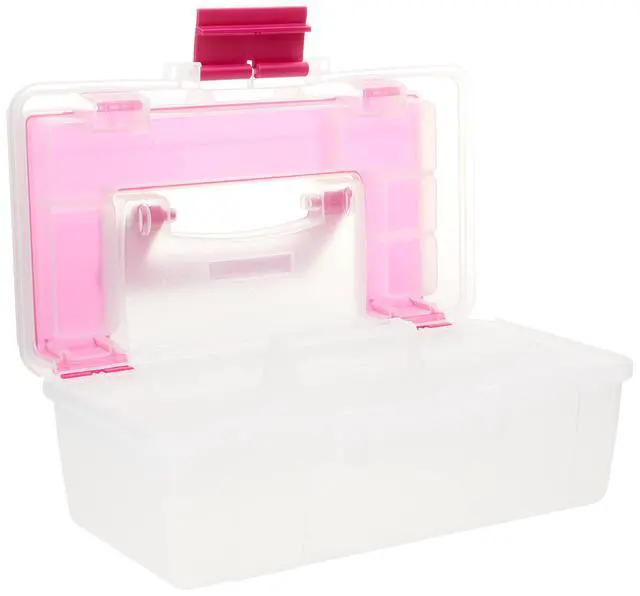 Alt view image 2 of 3 - 114-082 Molded Storage Craft Box with Lift-Out Tray, 13-inch , Pink