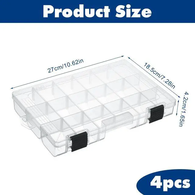 Alt view image 2 of 7 - 4 Pcs 3600 Tackle Trays, Plastic Storage Organizer Box with Removable Dividers - Tackle Boxes - Fishing Tackle Storage, 18 Grids