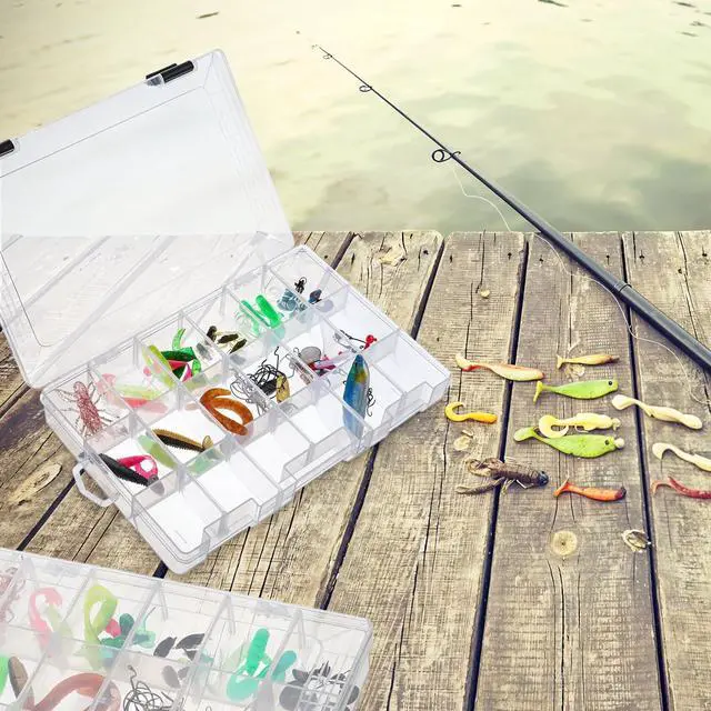 Alt view image 6 of 7 - 4 Pcs 3600 Tackle Trays, Plastic Storage Organizer Box with Removable Dividers - Tackle Boxes - Fishing Tackle Storage, 18 Grids