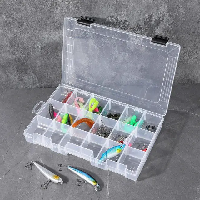 Alt view image 7 of 7 - 4 Pcs 3600 Tackle Trays, Plastic Storage Organizer Box with Removable Dividers - Tackle Boxes - Fishing Tackle Storage, 18 Grids