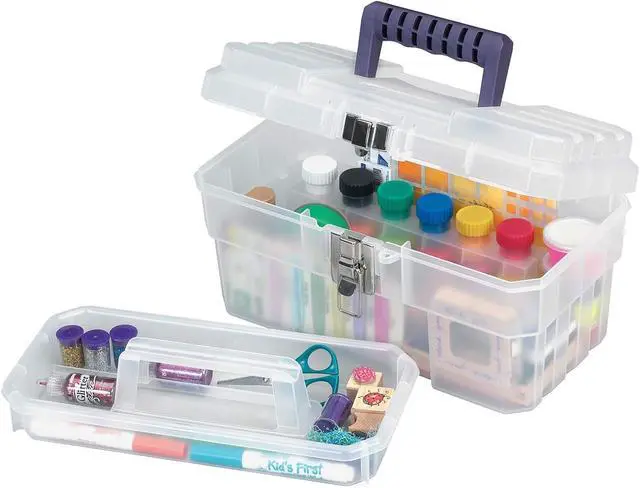 Alt view image 4 of 7 - 09514CFT ProBox 14-Inch Plastic Art Supply, Craft or Medical Storage Toolbox with Removable Tray, 14-Inch x 8-Inch x 8-Inch, Clear