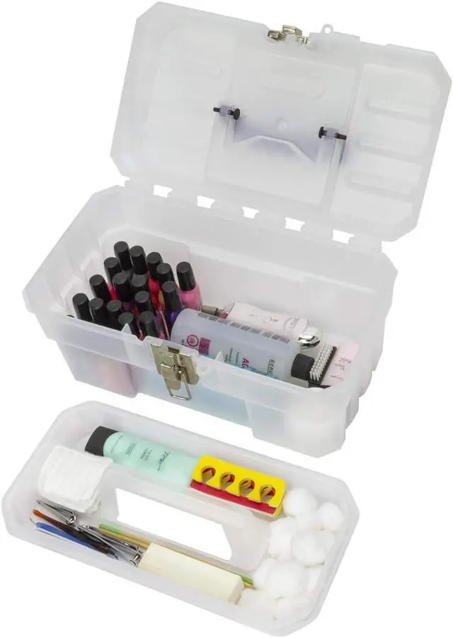 Alt view image 6 of 7 - 09514CFT ProBox 14-Inch Plastic Art Supply, Craft or Medical Storage Toolbox with Removable Tray, 14-Inch x 8-Inch x 8-Inch, Clear