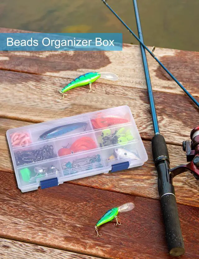 Alt view image 6 of 6 - Tackle Box Small Fishing Box Organizer 2 Pack 3500 Tackle Tray Clear Plastic Storage Box with Dividers Sorting Snackle Box