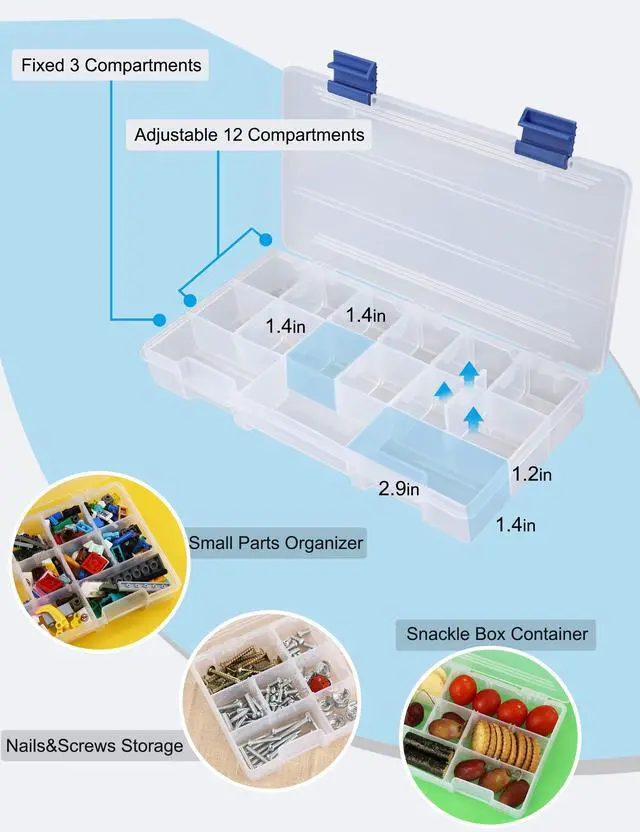 Alt view image 4 of 6 - Tackle Box Small Fishing Box Organizer 2 Pack 3500 Tackle Tray Clear Plastic Storage Box with Dividers Sorting Snackle Box