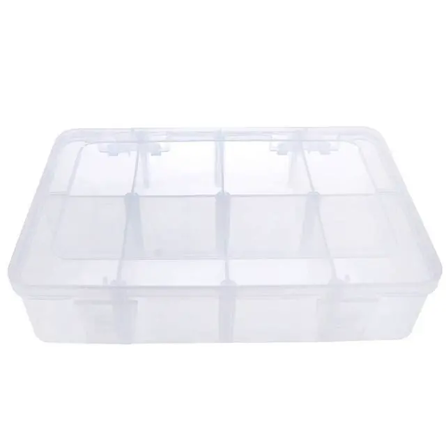 Alt view image 6 of 7 - 8 Grids Clear Plastic Organizer with Adjustable Dividers, Jewelry Box Bead Storage Container for Small Parts, Fishing Tackle, DIY Crafts, and Earrings, Overall 7.3in x 4.9in